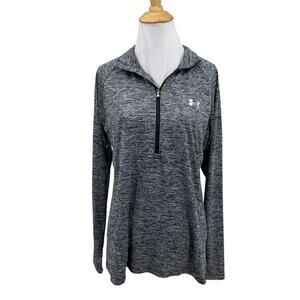 Under Armour Shirt Womens L Large Gray Tech Twist Heatgear Half Zip Quick Dry